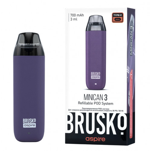 Перезаправляемая Под-Система Бруско Миникан 3 (Brusko Minican 3) 700 mah, Тёмно Фиолетовый